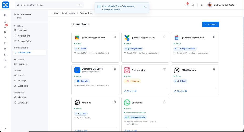 Centralized sales channels in xbot